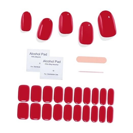 Semi Cured Gel Nail Strips (), 20 Gel Nail Stickers Work with Any Rose Pink
