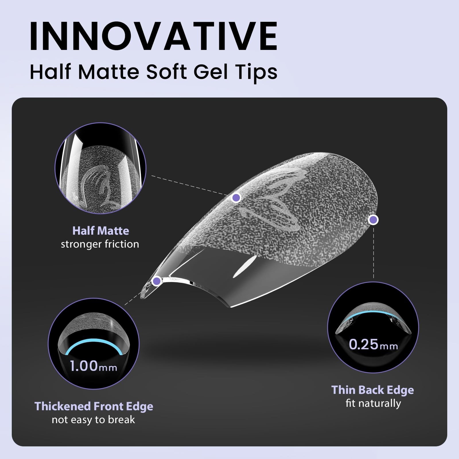 BTArtbox Half Matte Clear Soft Nail Tips, Extra Short Almond, 320 Pcs