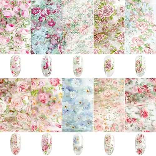 Flower Nail Foil Nail Design Stickers Decals Lace Nail Art Flowers Holographic