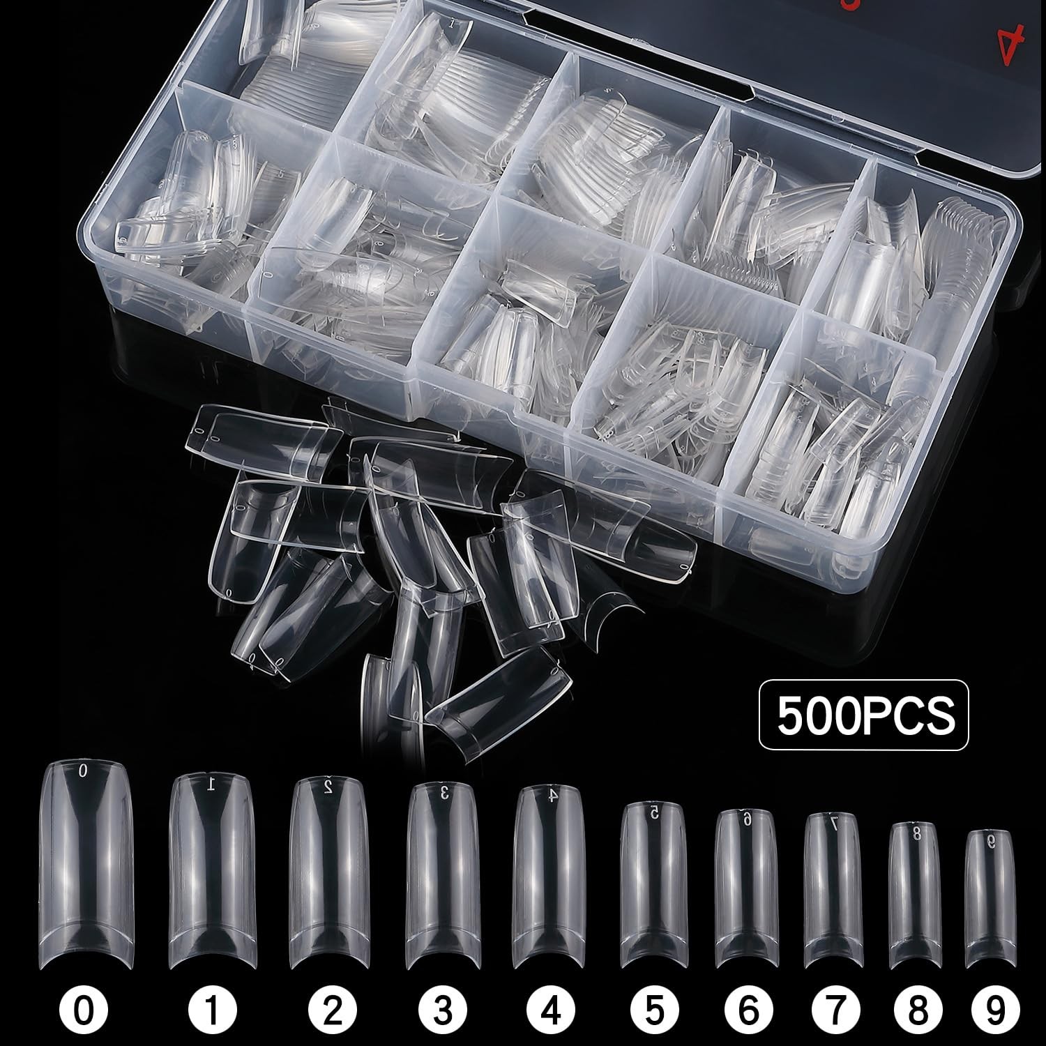 1000pcs Clear and Natural Acrylic Nail Tips,10 Size French Nail Tips For Acry…