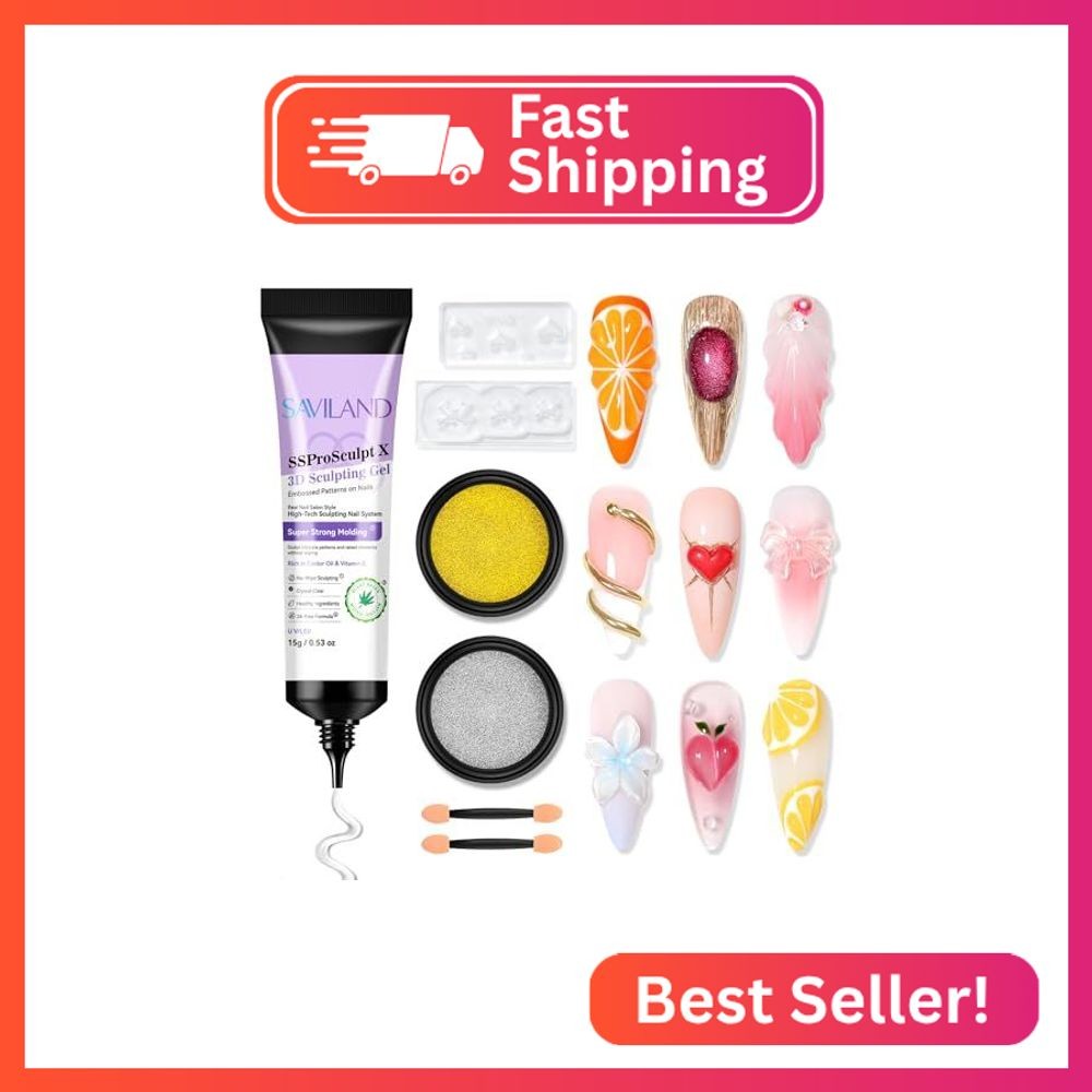 SAVILAND SSPro X 3D Nail Gel Kit: 15g No Wipe Clear 3D Sculpting Gel for Nail Ar