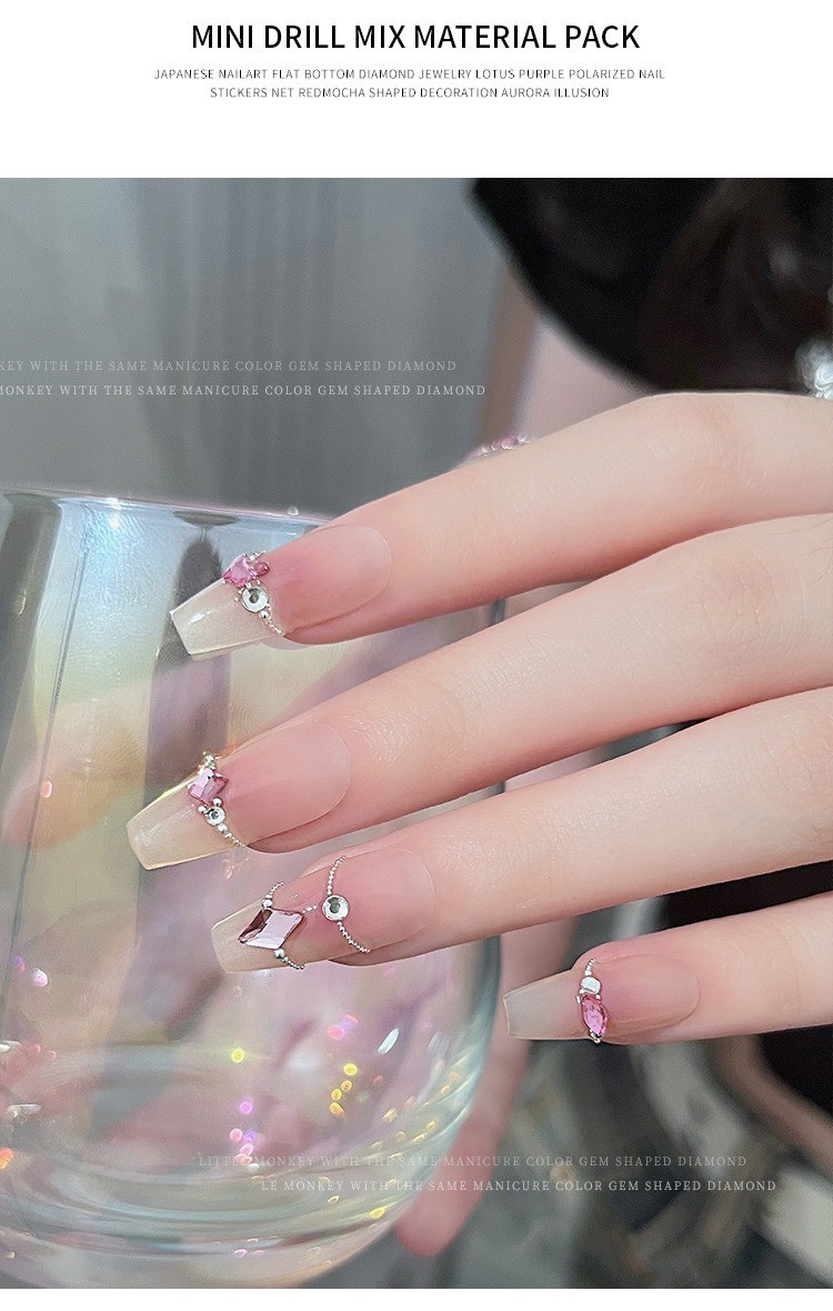 Mini Colorful Rhinestones Nail Art Charm, Multi Shape Flat Back Nail Gem