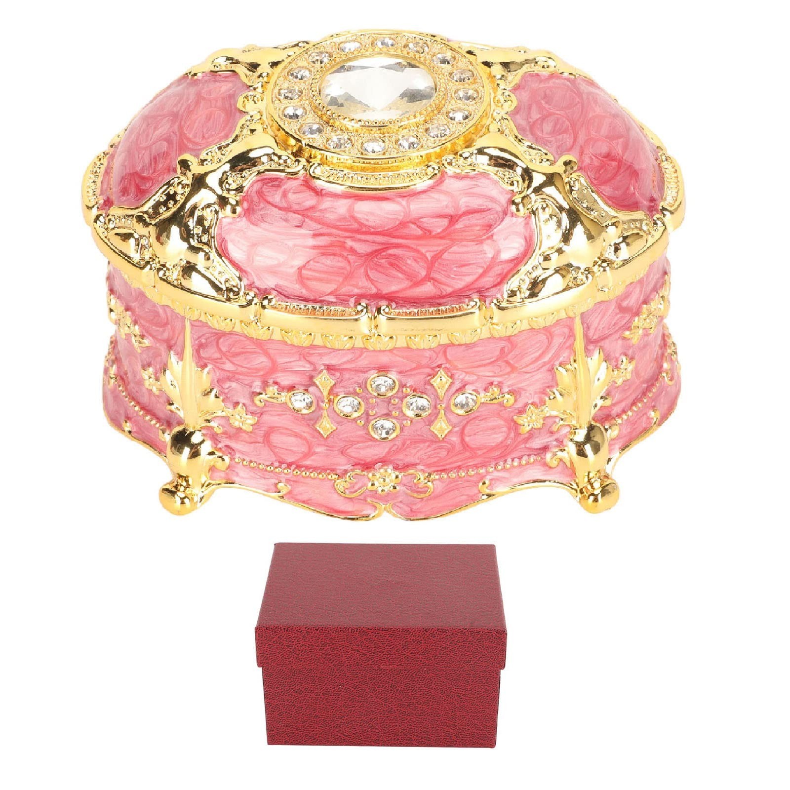 Emoshayoga Vintage Trinket Box, Jewelry Box Zinc Alloy Decorative Pink for Ho…