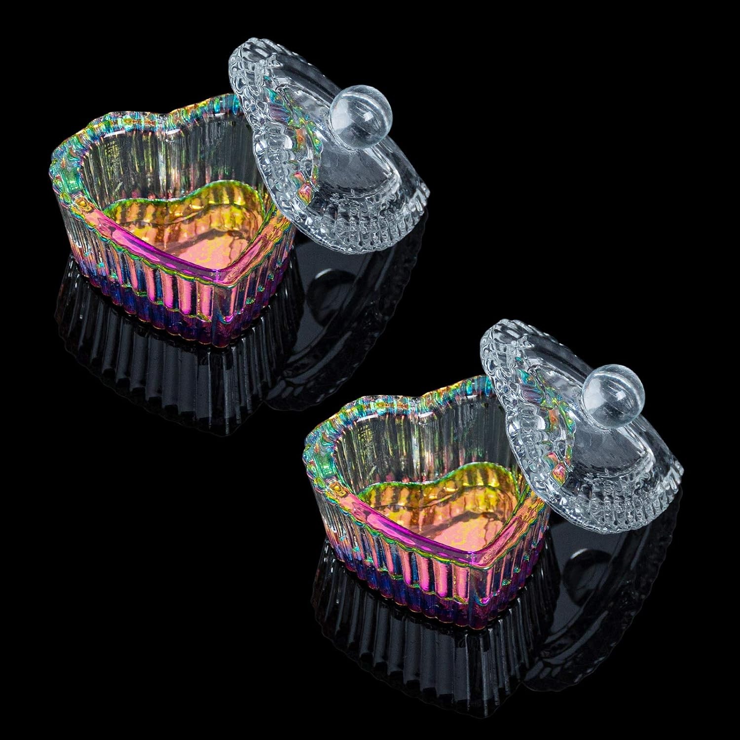 AORAEM 2PCS Nails Tips Art Dappen Dish with Lid Acrylic AA-Heart Shape#1
