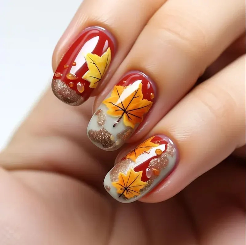 beautiful Nail Stamping Plates Autumn Winter Leaves Design Polish Stencil Nail