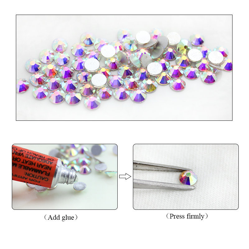 Top quality Crystal AB Rhinestones Flat Back Gems for Nails Clothes Craft Decor