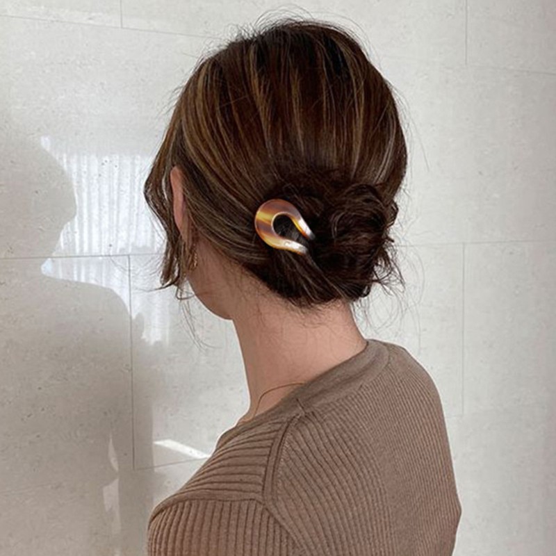 Twist Hair Clip Acetate Large Wavy U-Shaped Hairpin Tortoise Chignon Pin