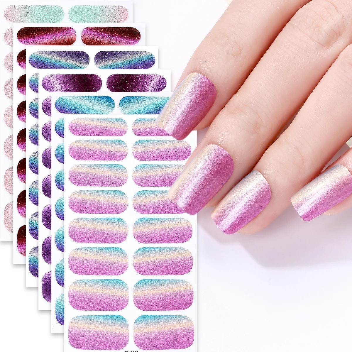 Full Size Nail Wraps Stickers Polish Look Art Self Stick Strips USA