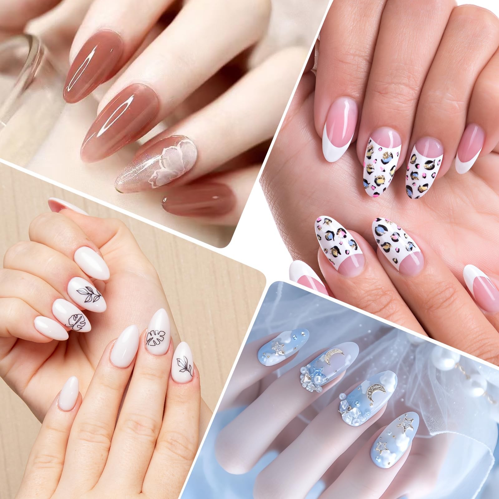 240 Pcs Short Almond Nail Tips Soft Pre-Shaped Acrylic one size, clear