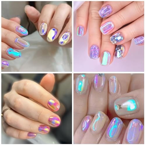 11 Sheets Aurora Nail Foil Laser Stickers Foil Laser Nails Art Stickers Glass