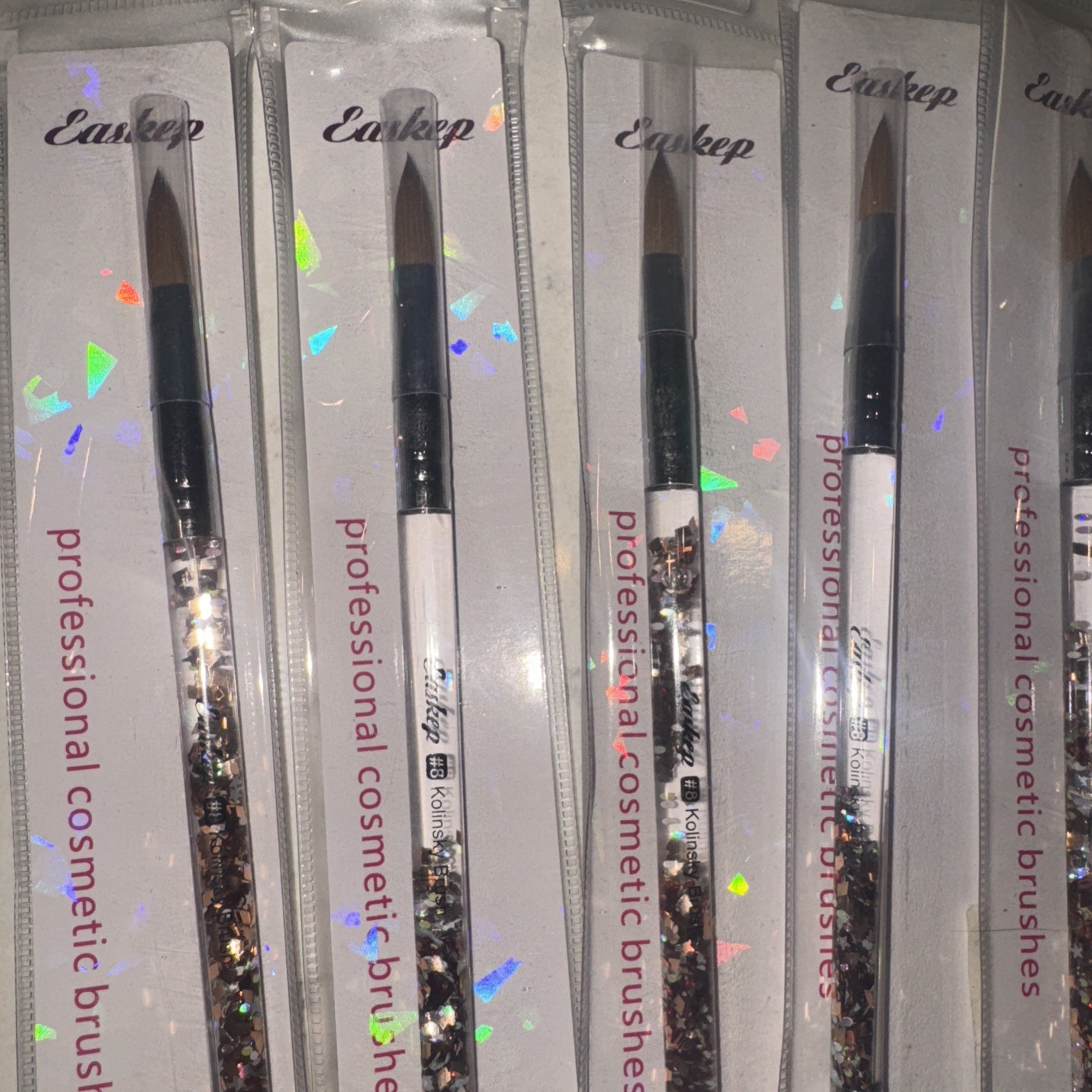 10-Easkep Acrylic Glitter Nail Brush Size 8 – for Acrylic App. NIP