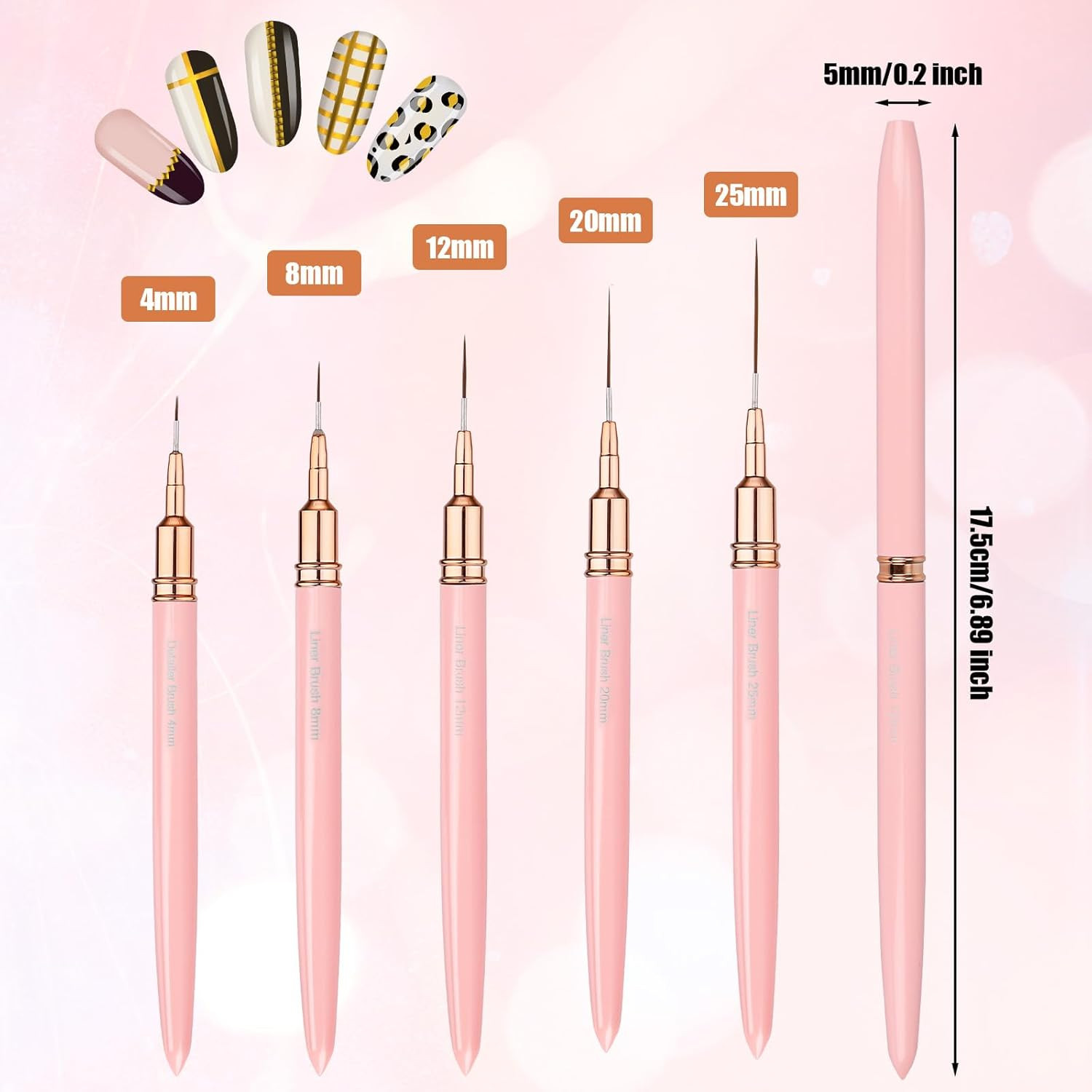 5Pcs Nail Art Pens, Fine Nail Art Liner Brushes Set Thin Detail Fingernails Draw