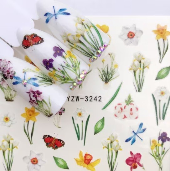 Flower, Floral Nail Art Water Decals DIY Nail Wraps.(Group 2)