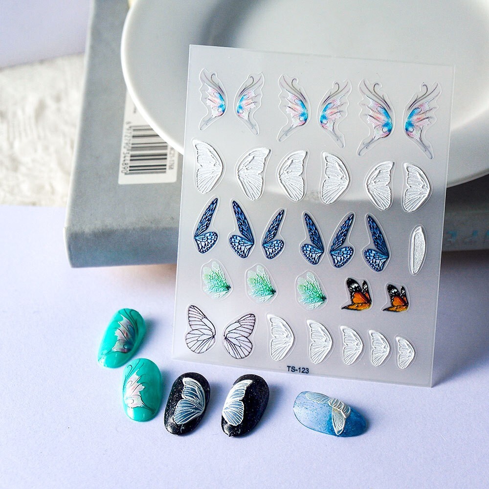 5D Embossed Butterfly Wing Nail Art Stickers Self Adhesive DIY TS123 NH27