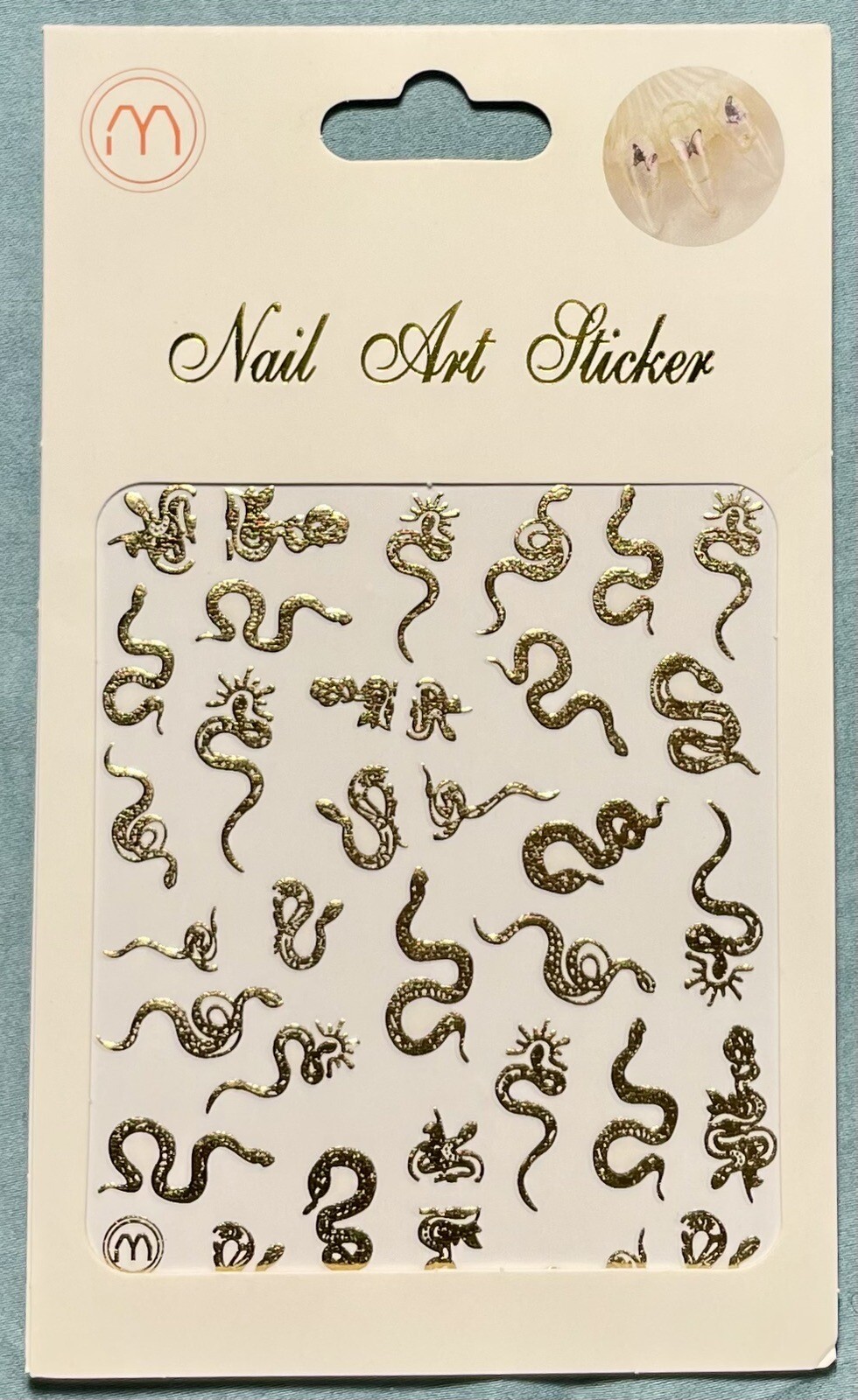 Nail Stickers Art Decal DIY Design 3D Waterproof Snake Dragon Gold YM55