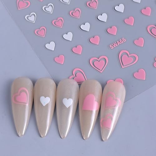8 Sheets Valentine’s Day Nail Stickers for Nail Art 3D Self Adhesive Heart 1