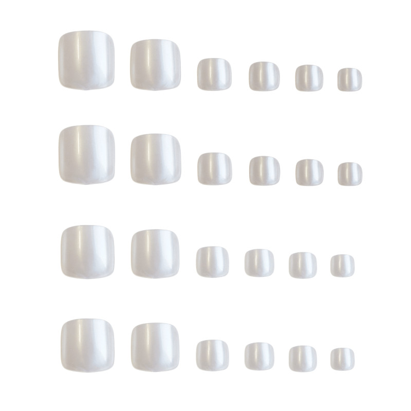 48Pcs Short Silver Mirror Chrome Press on Toe Nails Stylish Daily Party Nails