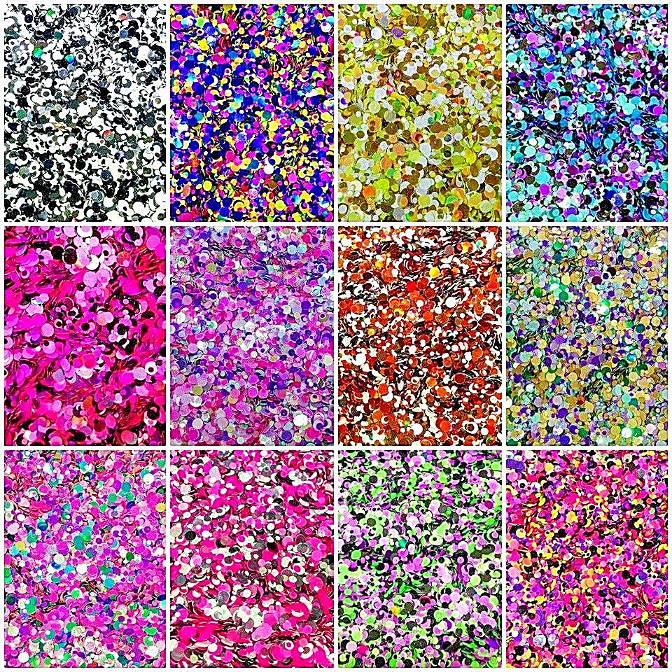 1,2,&3MM Mixed DOTS GLITTERMIX~You Choose~ Nail•Acrylic•Gel•Body Art•Face
