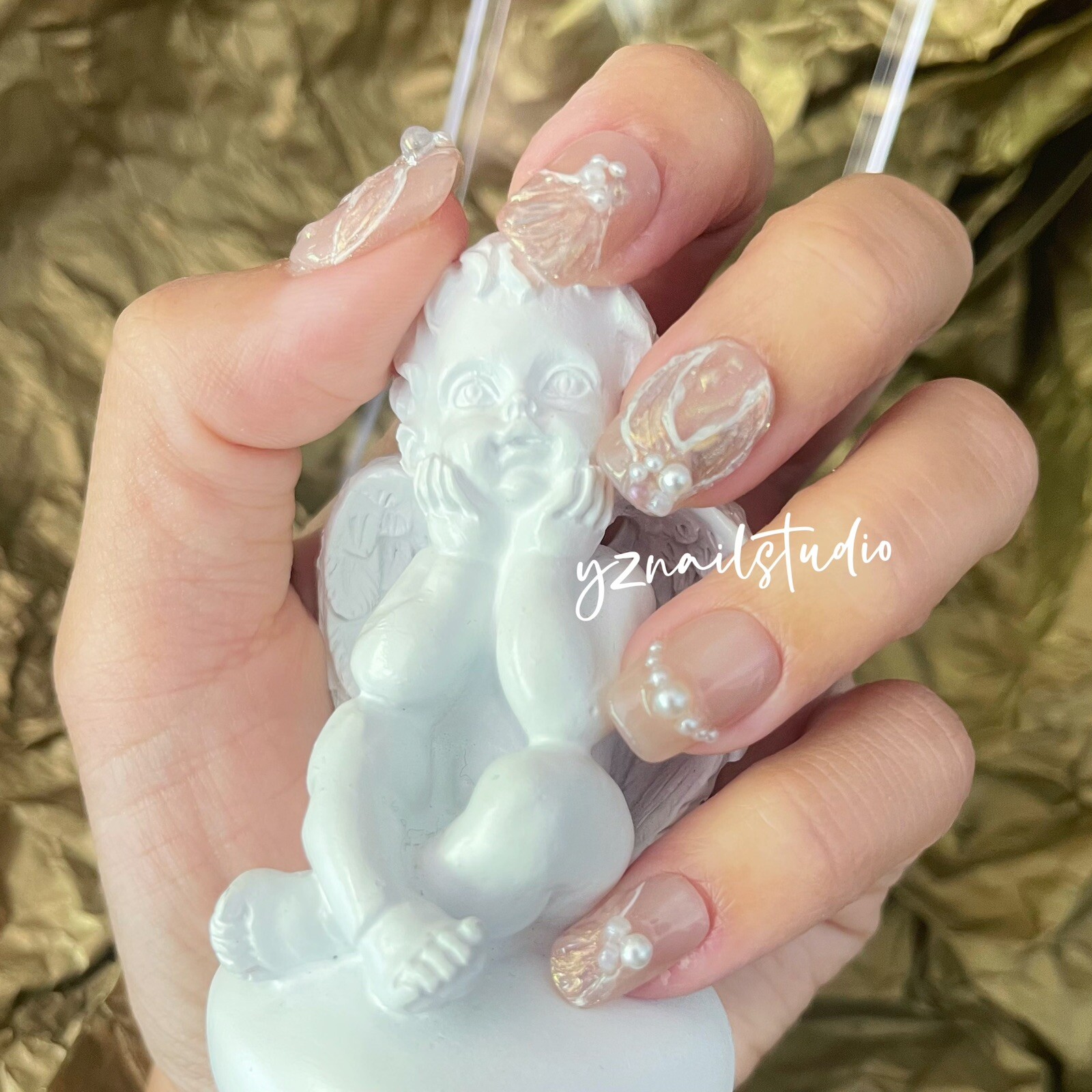 🔥CUSTOM Mermaid Gel Press On False Nails set /Handmade short nails size：S