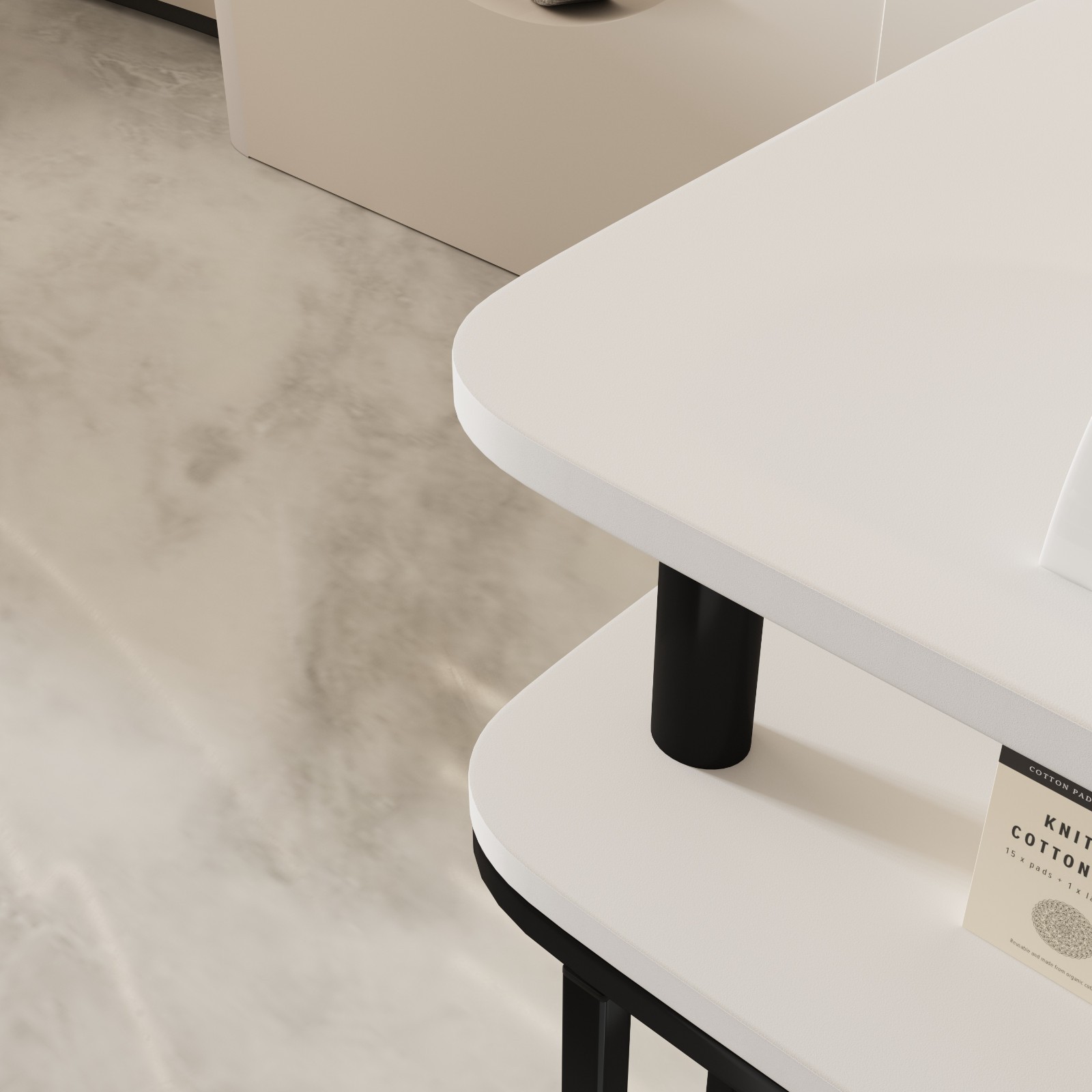 2-Tier White Manicure Table Nail Desk Rectangular Minimalist for Salons