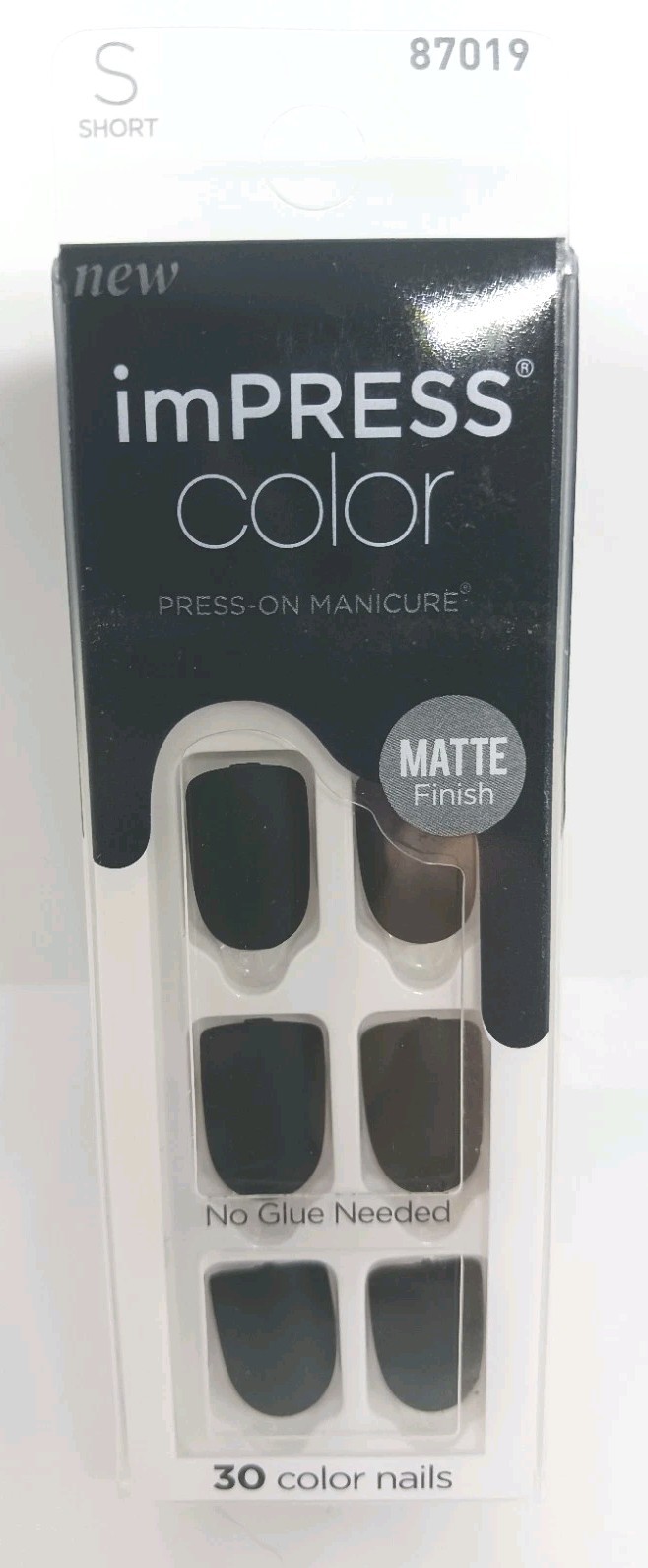 Kiss impress color gel nail SET No Glue Mani 30 Nails on the road black matte