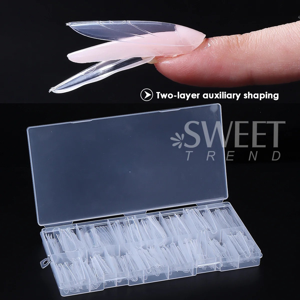180pcs New Sandwich Nail Extension Mold Interlayer Dual Nail Forms Easy To Shape