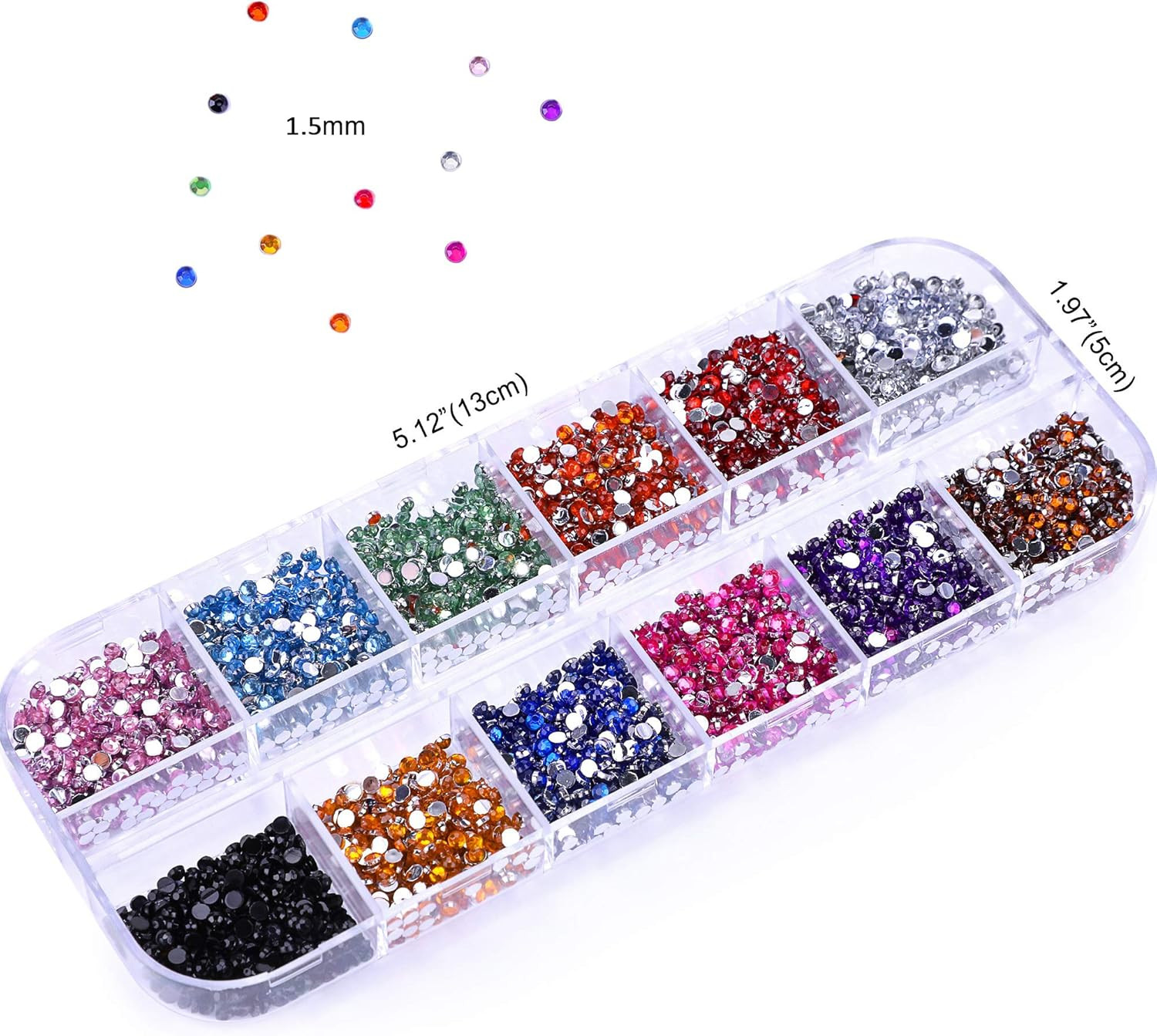 3000 PCS Rhinestones for Craft, AB Rhinestones Flat Back (Small Size 1.5-5 mm)