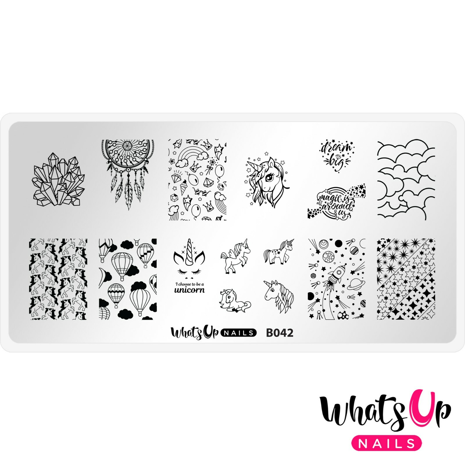 B042 Head in the Clouds Stamping Plate For Stamped Nail Art Design