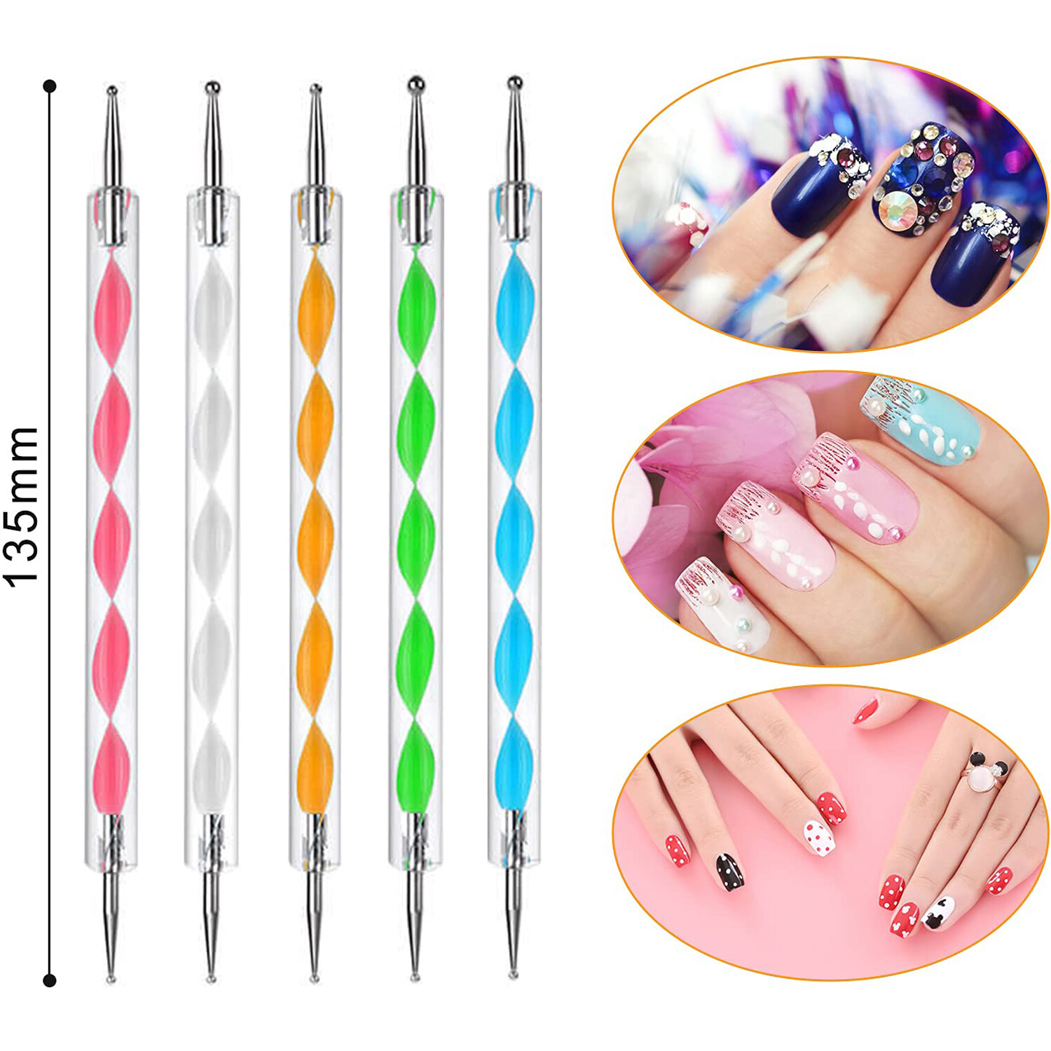 20PCS Nail Art Design Dotting Painting Drawing Polish Brush Pen Tools US STOCK