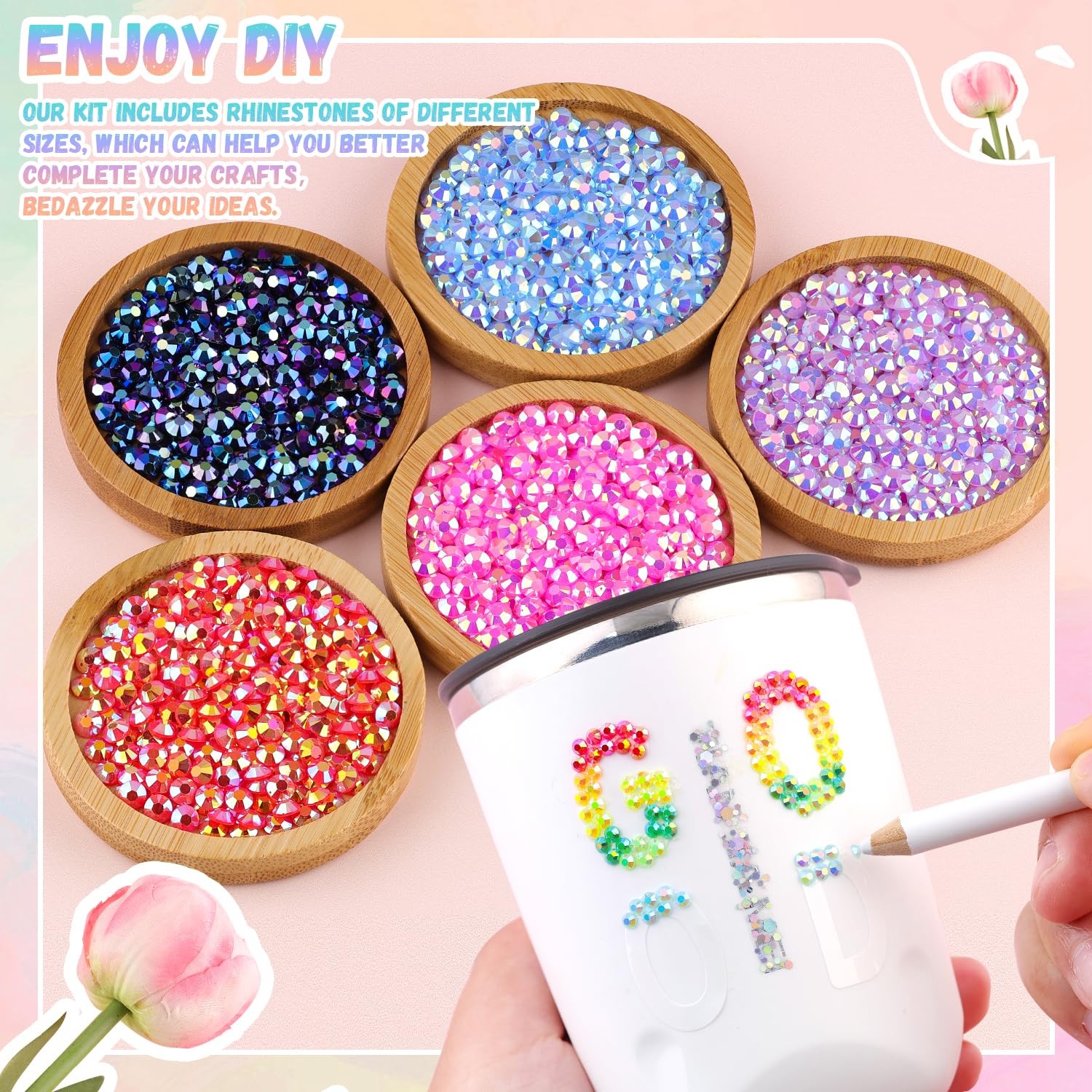 32000Pcs Mixed-Color Resin Rhinestones with B7000 Jewelry Glue for Crafting, …