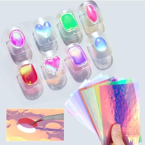 11 Sheets Aurora Nail Foil Laser Stickers Foil Laser Nails Art Stickers Glass