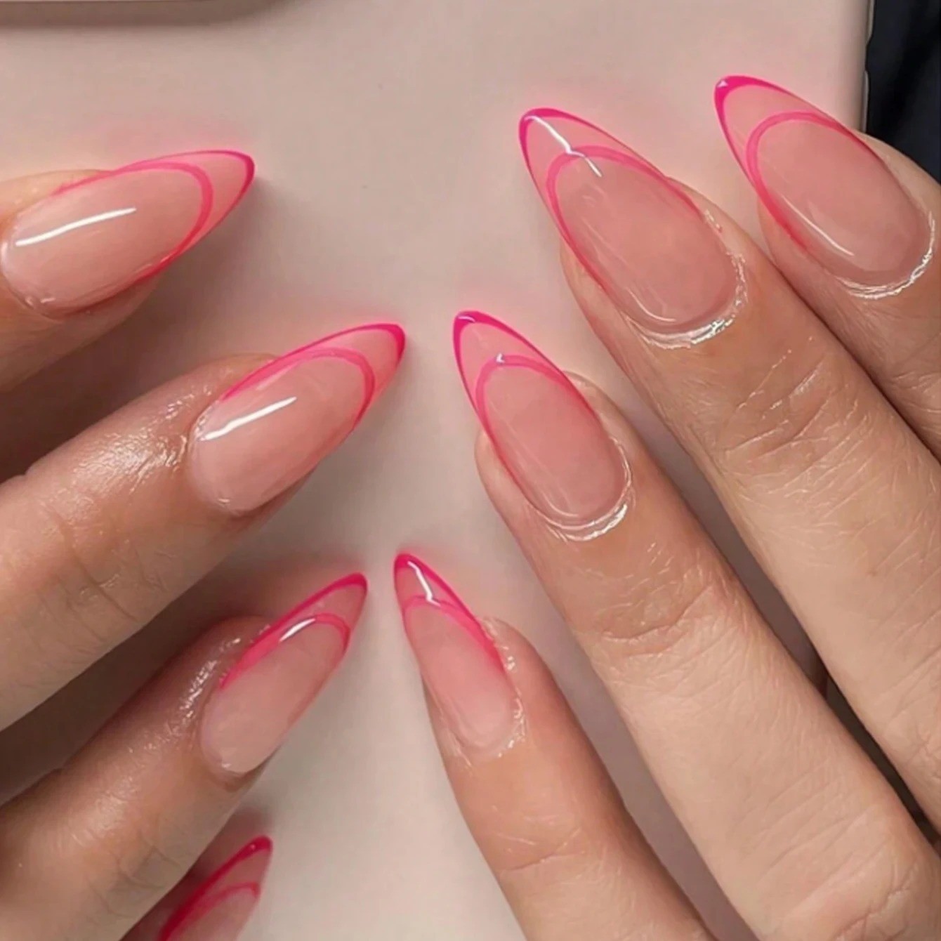 24 Pcs Oval Short Press On Nails Gradient Glossy Mixed Colors False Nail Set