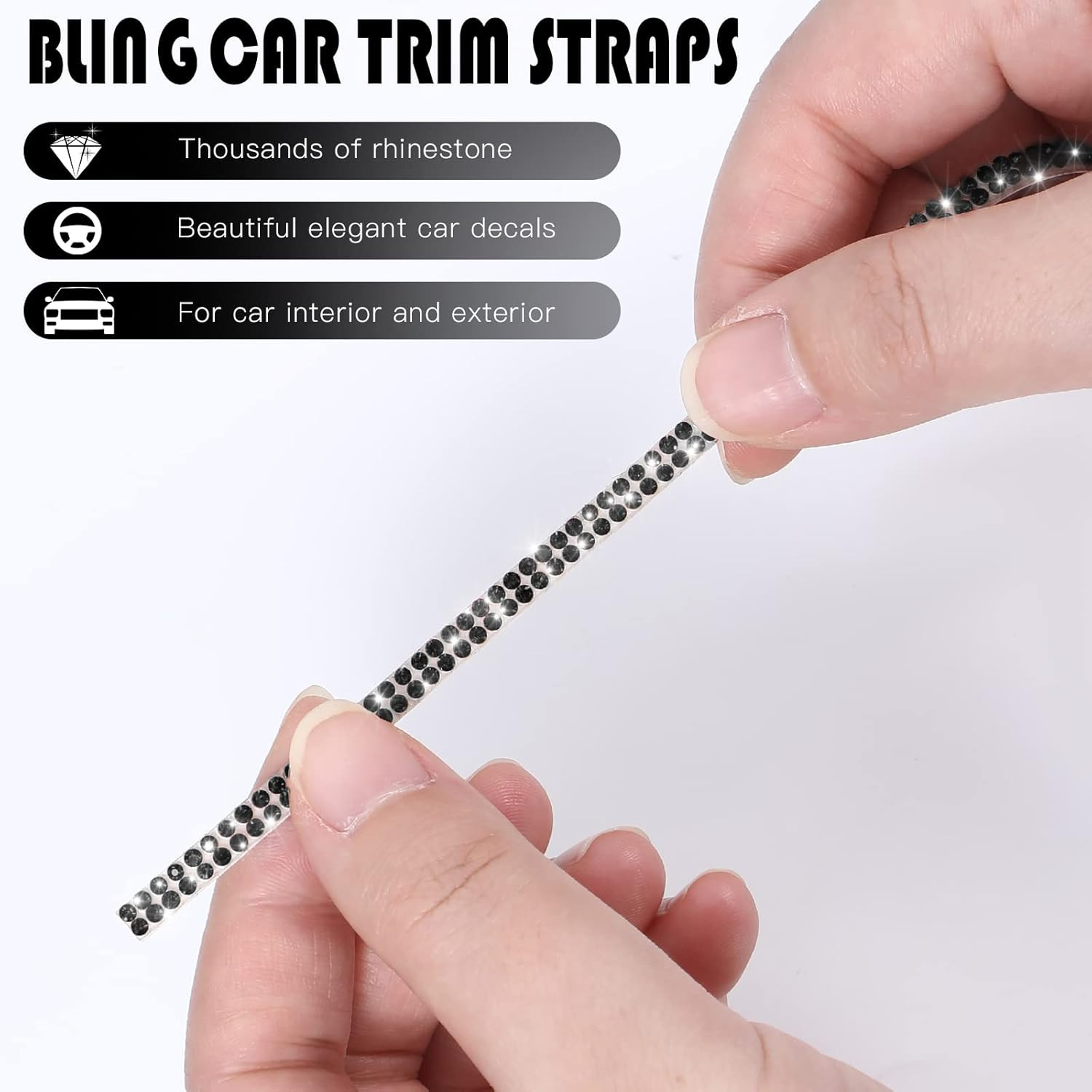 16.4Ft Bling Car Trim Self Adhesive Glitter Crystal Rhinestone Car Interior Exte