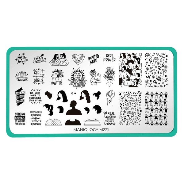 HTF M221 Maniology Nail Stamp Plate Happy Beauty Women’s Empowerment Girl Power