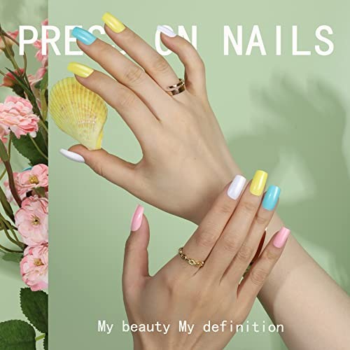 24 Colors Press on Nails Square, 24 Packs 576PCS Press on Medium Square Glossy