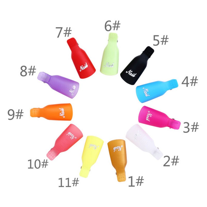 10Pcs Silicone UV Gel Polish Remover Wraps Soak Off Cap Clip Nail Art Tool US✔