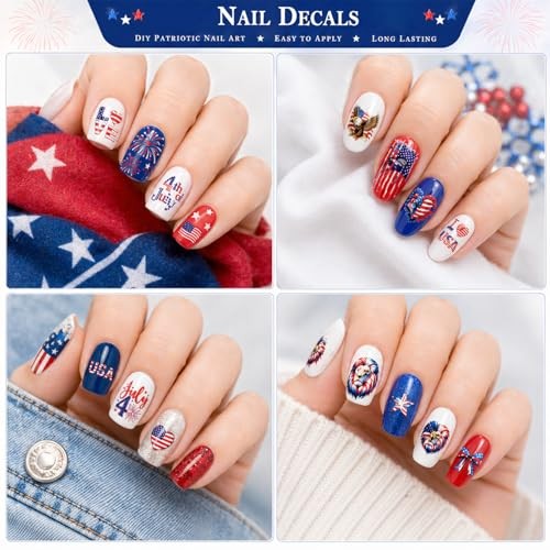 Set of 8 Patriotic 4th of July Nail Stickers