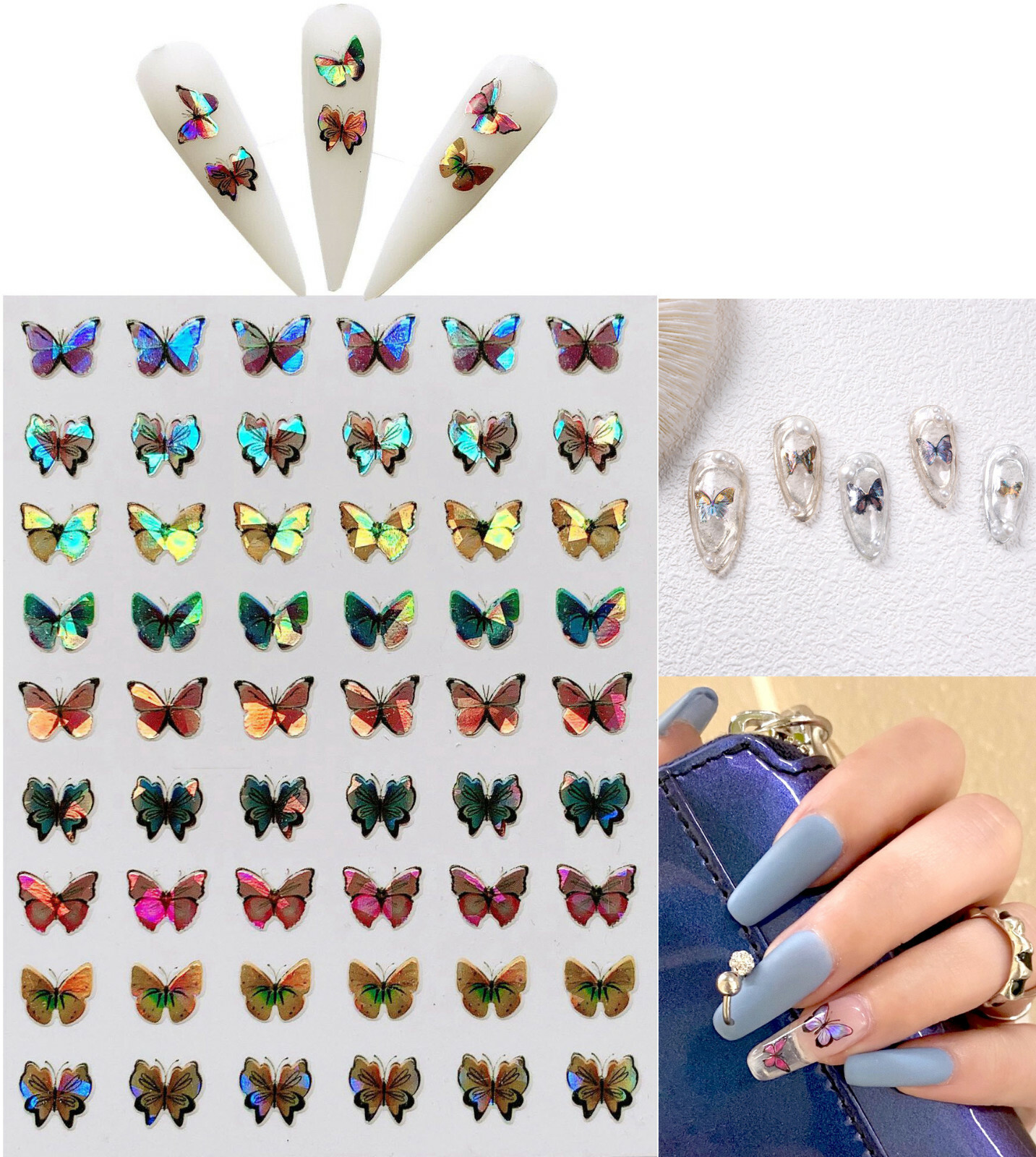 3D Nail Stickers Art Butterfly Style Decals Adhesive DIY Designs Decor US