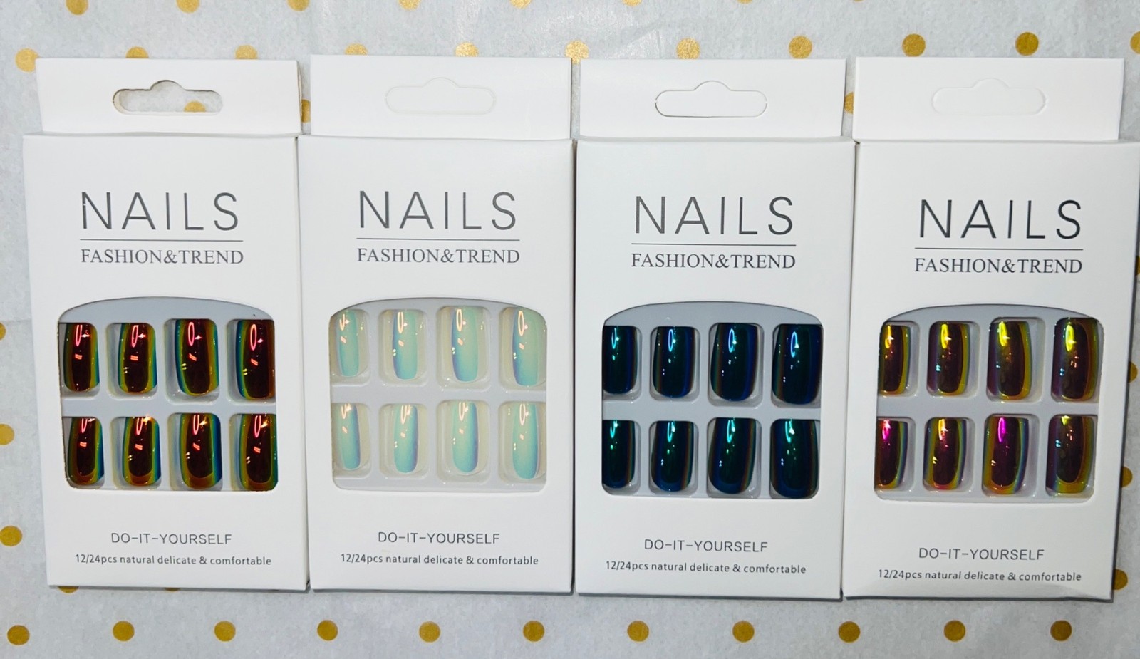 Beautiful Nail Reusable Artificial Nails Lot of 4 Easy Application Nail Art