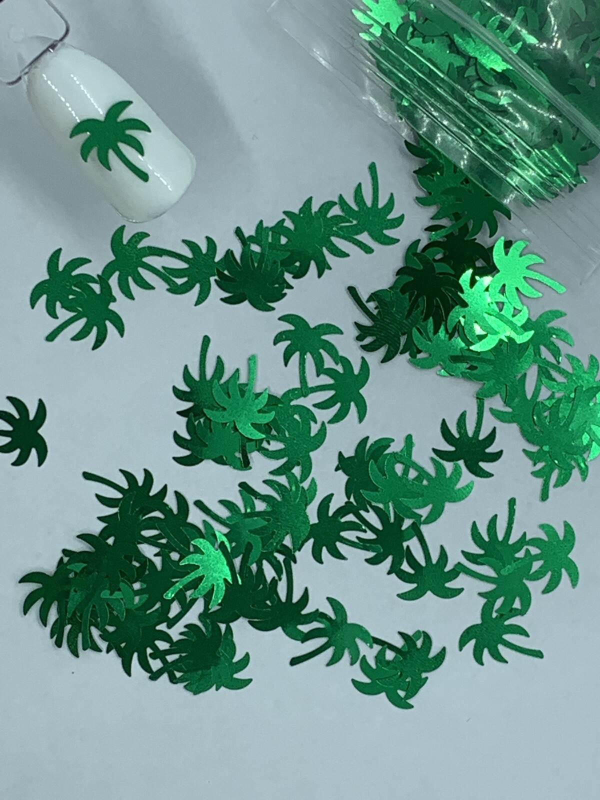 Metallic Green Palm Tree Nail Glitter | 1 TSP | Gel Nail Art & Acrylic