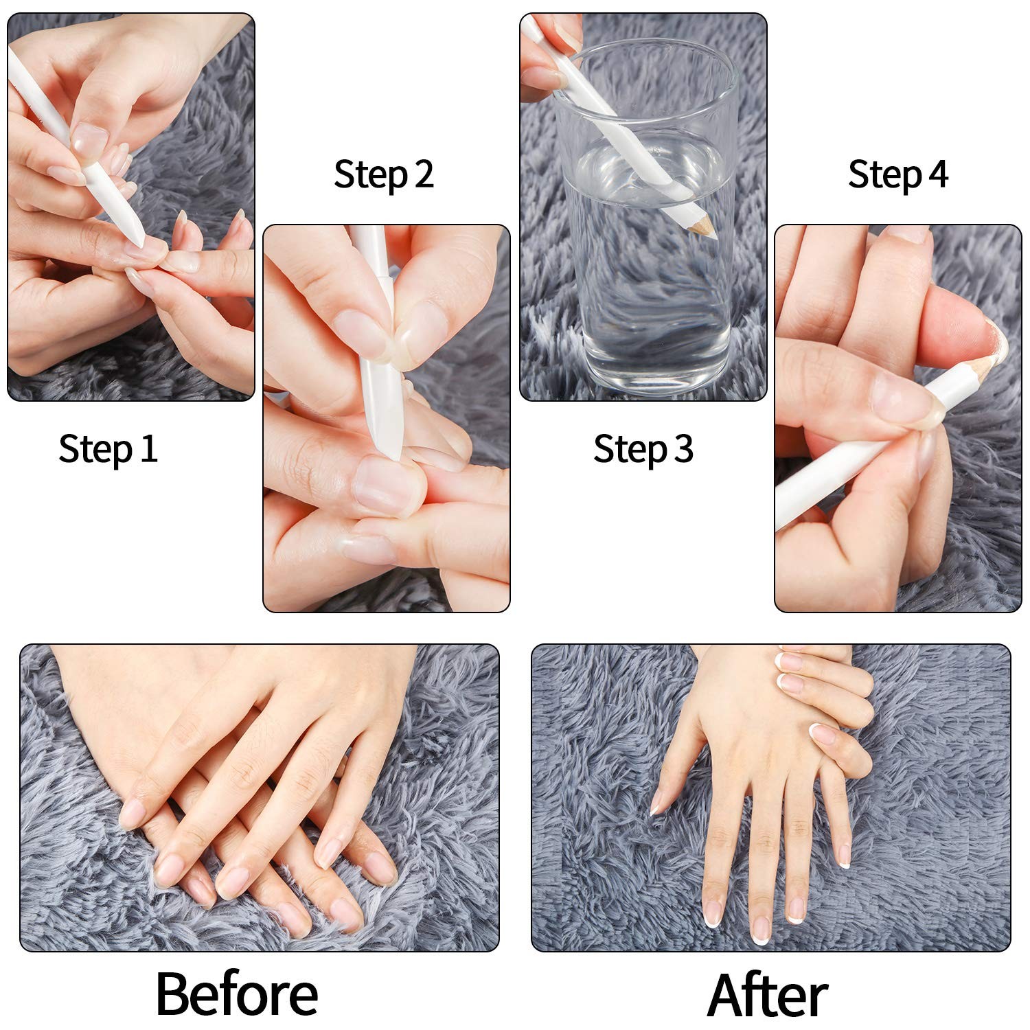 6 Pieces White Nail Pencils 2-In-1 Whitening 6 Count (Pack of 1)