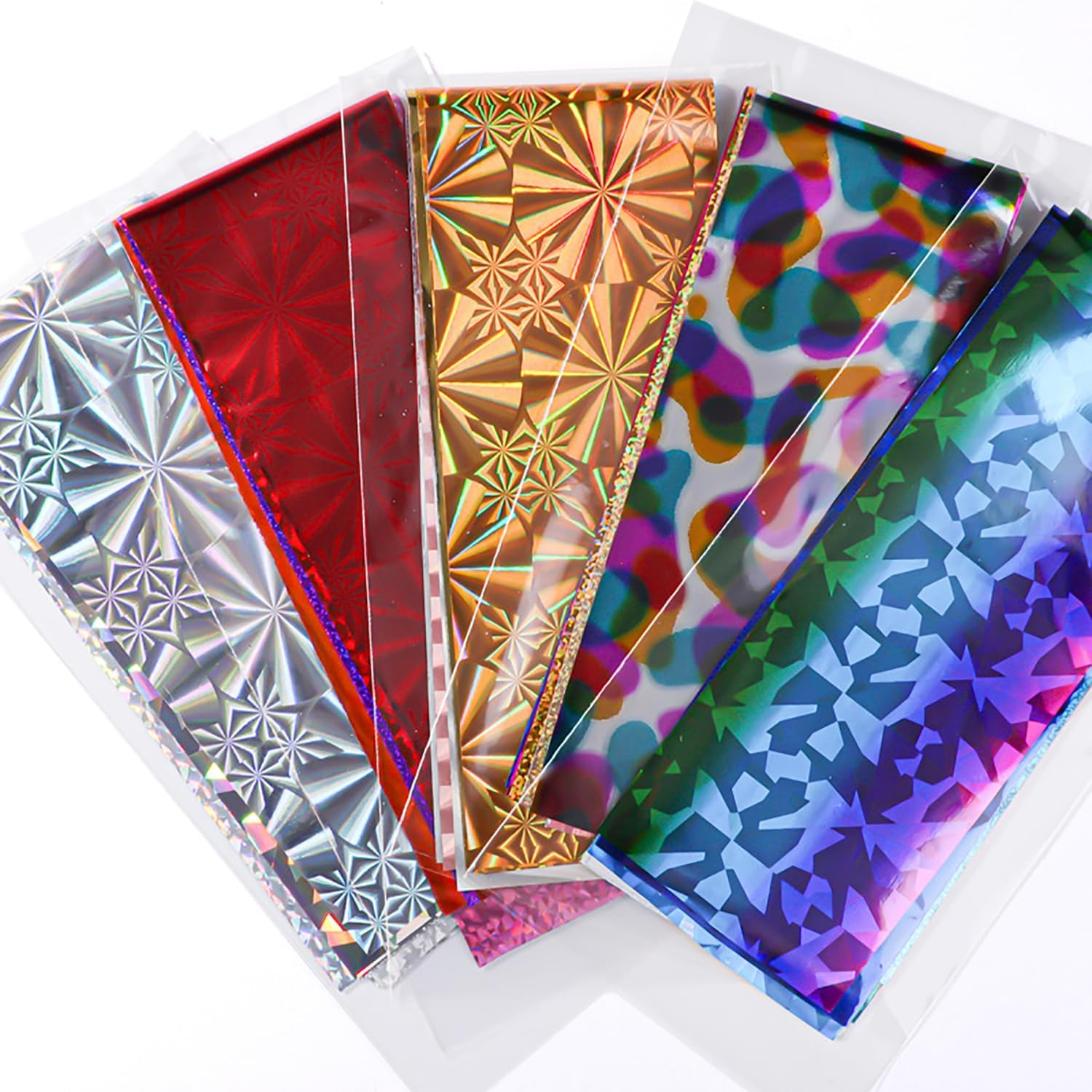 Holographic Nail Foil Laser Metallic Broken Glass Transfer Foil Nail Wraps Foils