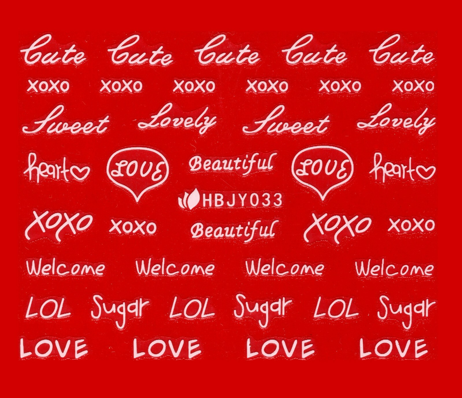 Nail Art 3D Decal Stickers Love Letter Writing White Xoxo HBJY033