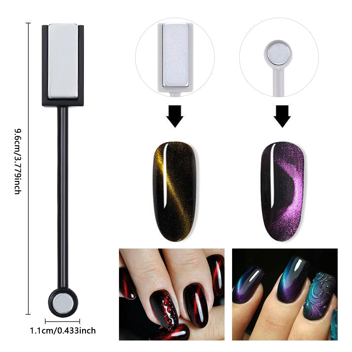 DANNEASY 14pcs Cat Eye Nail Magnet Gel Nail Polish Magnetic Wand Cat Eye Magn…