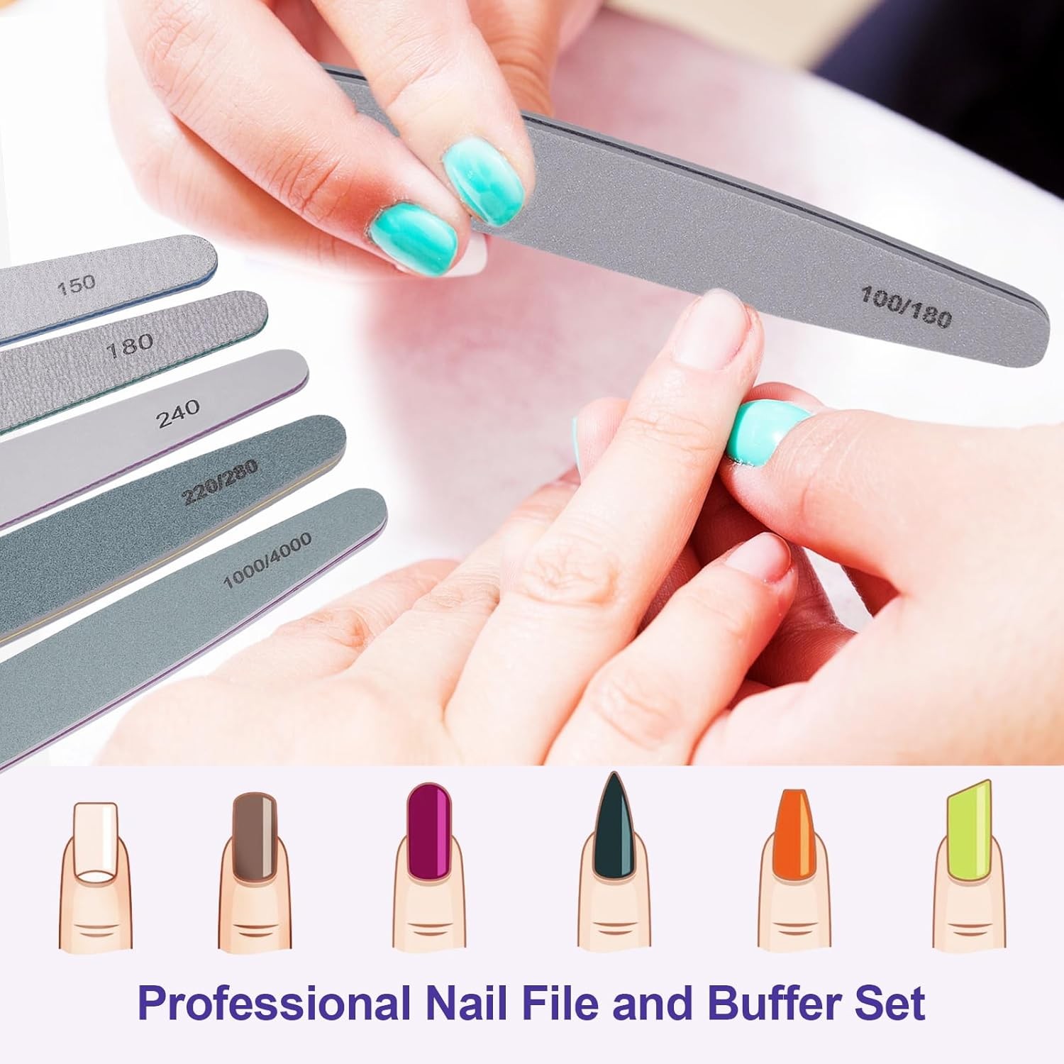 Nail File and Buffer Set, Profal Nail File Kit for Acrylic and