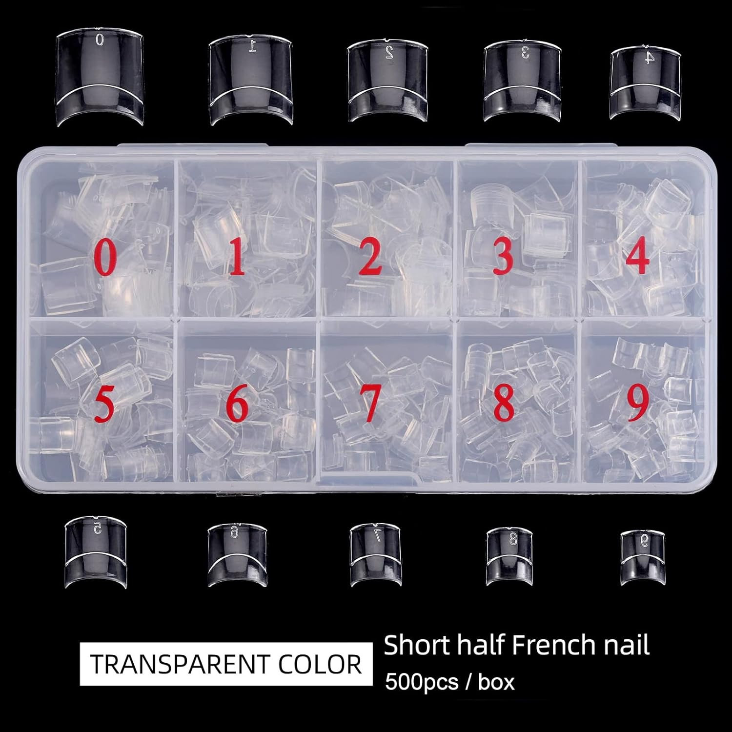 Square Nail Tips Half Cover 500Pcs Clear Acrylic Nails French Short False Nails