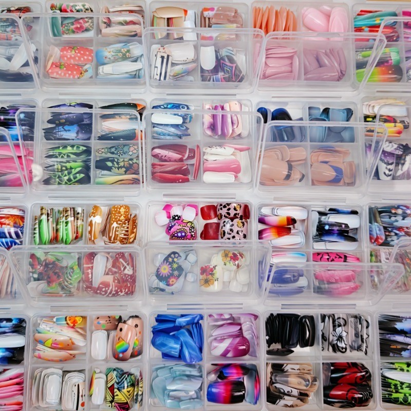 288 Pcs/12 Boxes of Almond Square French Nail Art, Suitable for Daily Nail Art