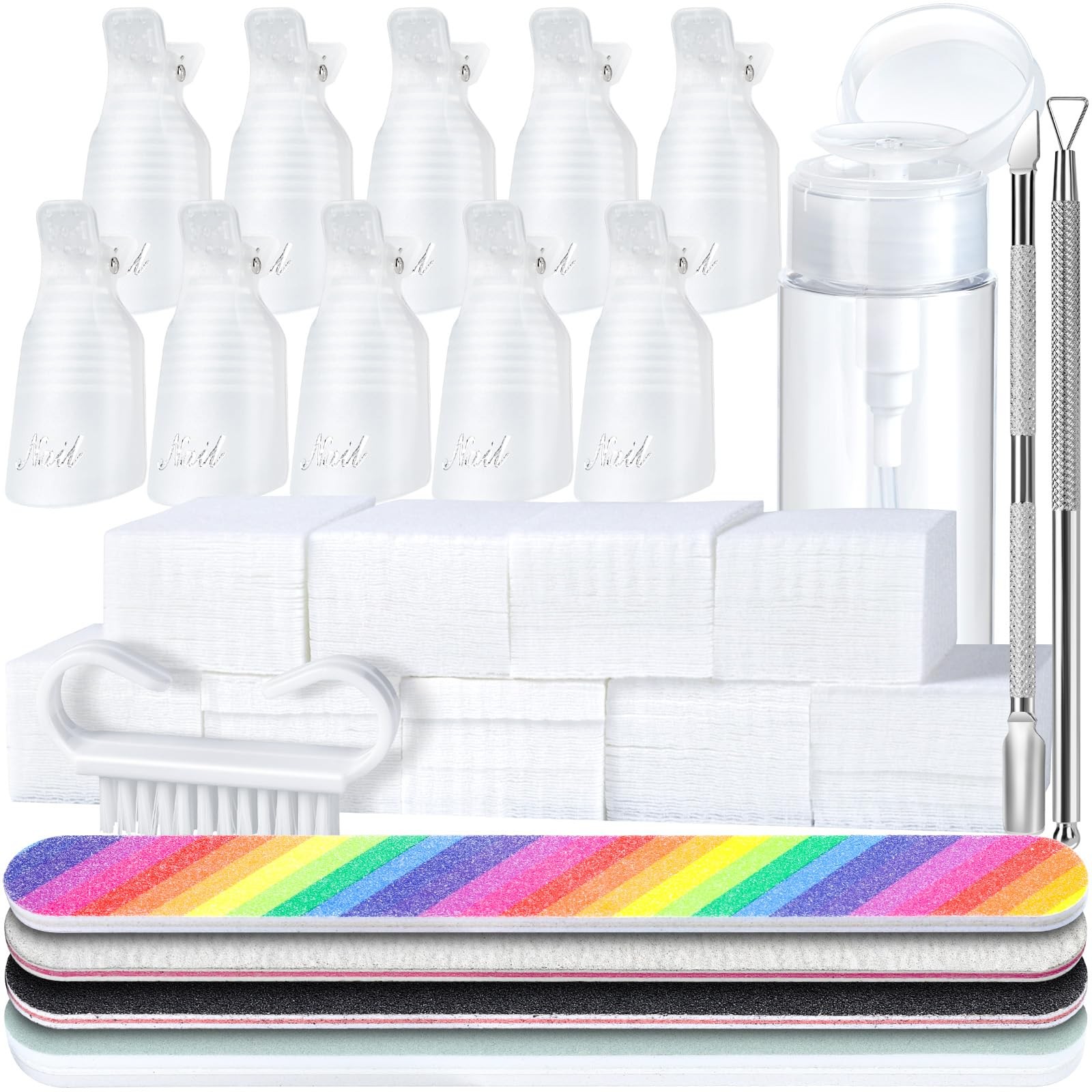 HNYYZL Gel Nail Polish Remover Tools Kit with Plastic Clips, 100ml White