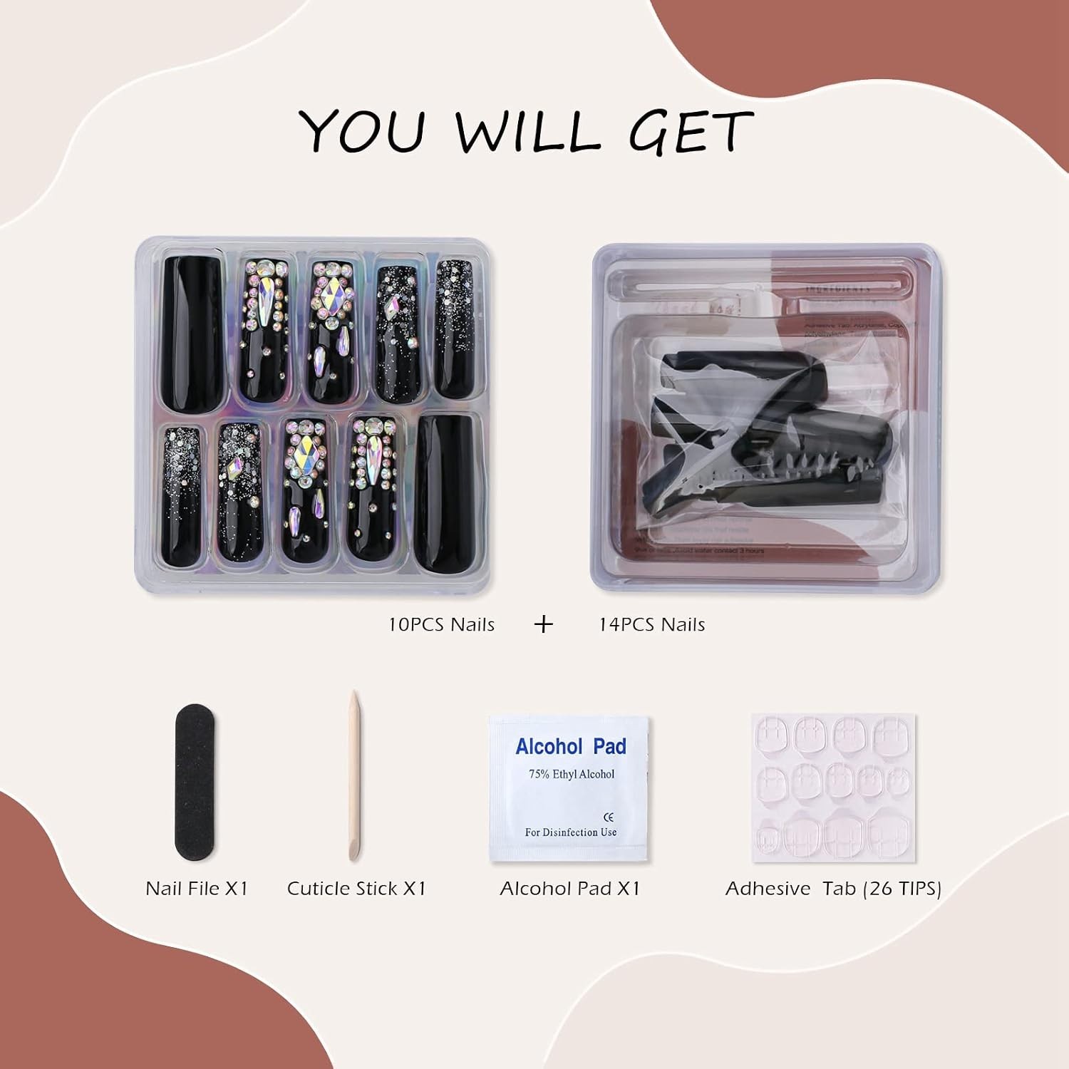 Comfortable Long Square Black Glitter Nails – Effortless Glam for Every Occasion