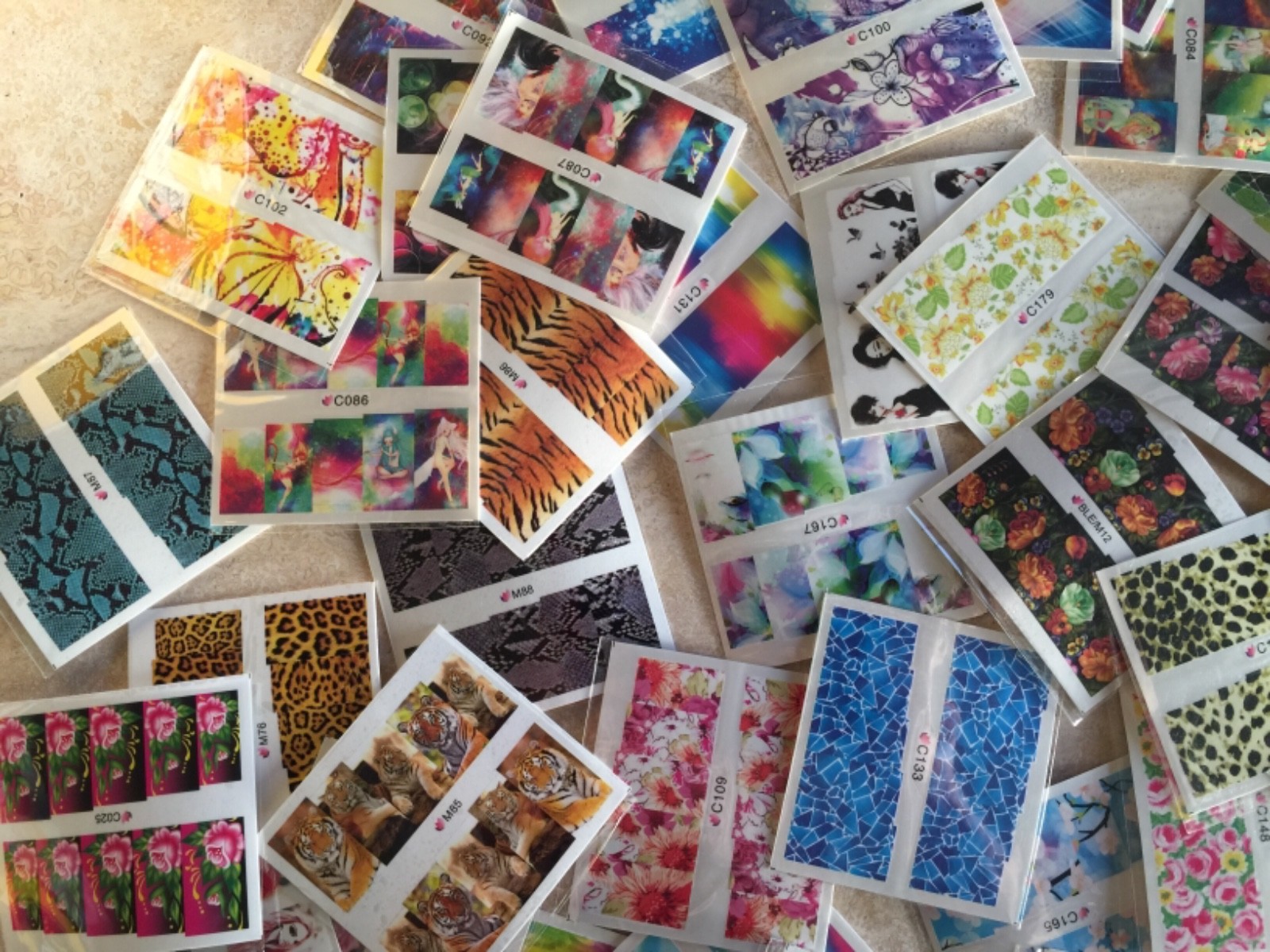 30 Sheets Nail Art Decal Stickers Water Slide Tattoo Transfer Random Full Size